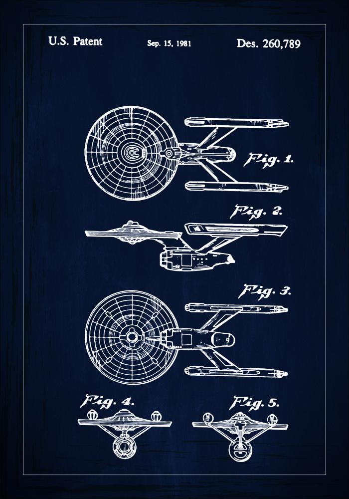 Patentni crtež - Star Trek - USS Enterprise - Plava Plakat