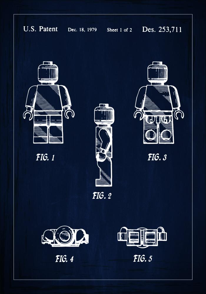 Patentni crtež - Lego u - Plava Plakat