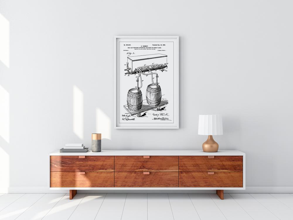 Patent Print - Beer Kegs - White Plakat