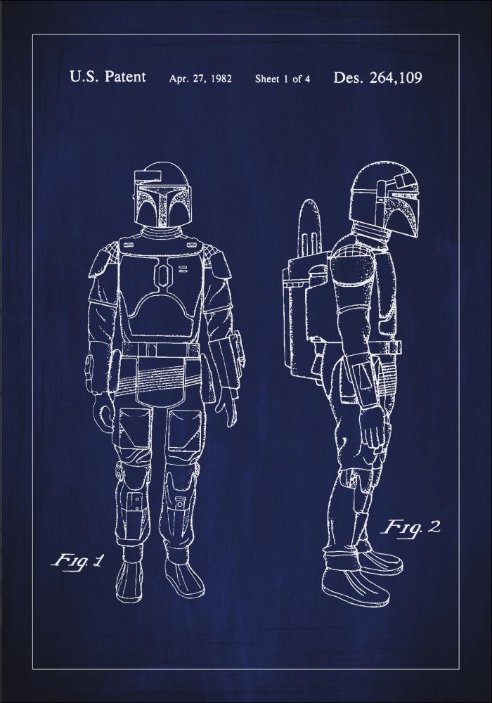 Patentni crtež - Star Wars - Boba Fett - Plava Plakat