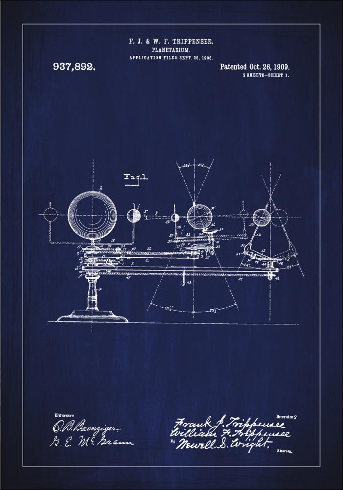 Patentni crtež - Planetarij - Plava Plakat