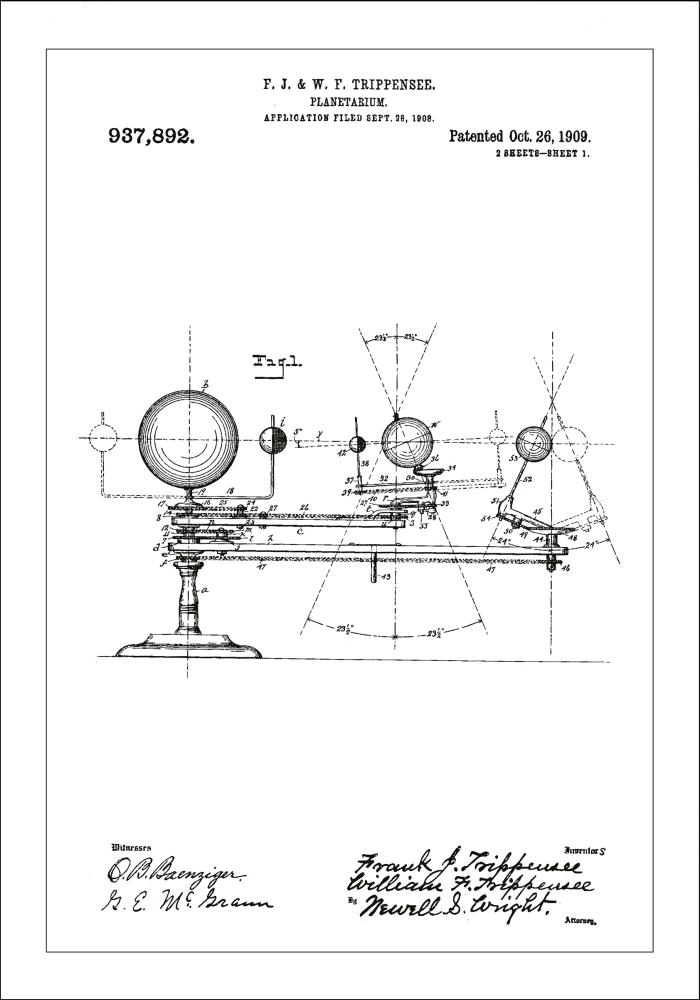 Patentni crtež - Planetarij - Bijelo Plakat