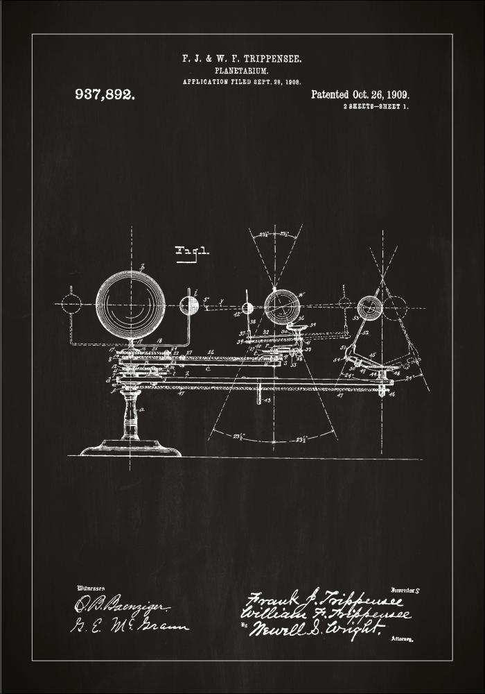 Patentni crtež - Planetarij - Crno Plakat