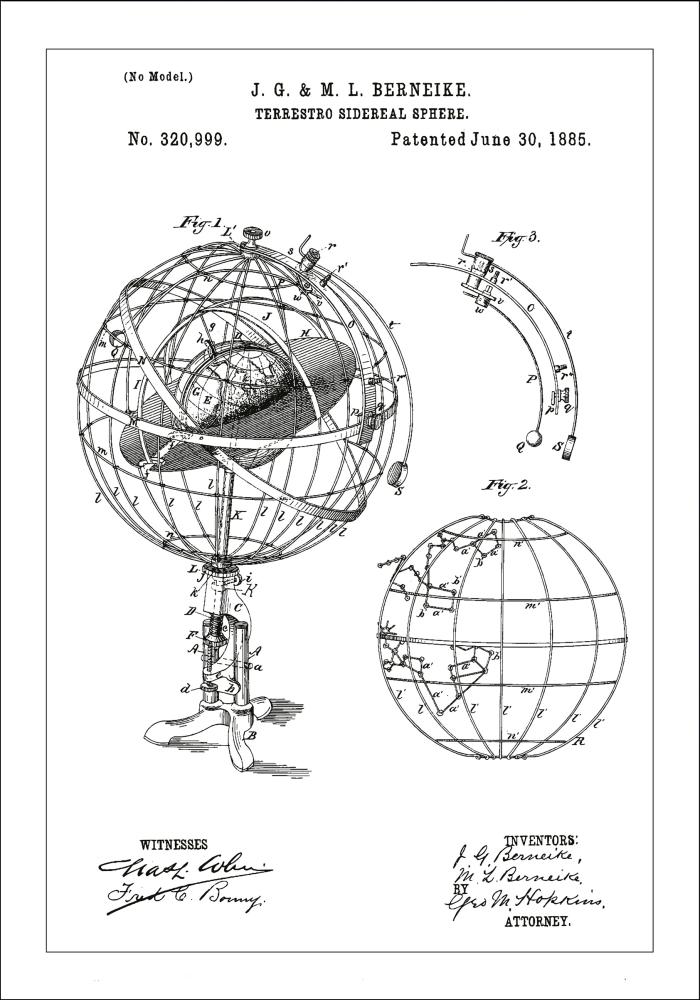 Patentni crtež - Astronomski model - Bijelo Plakat