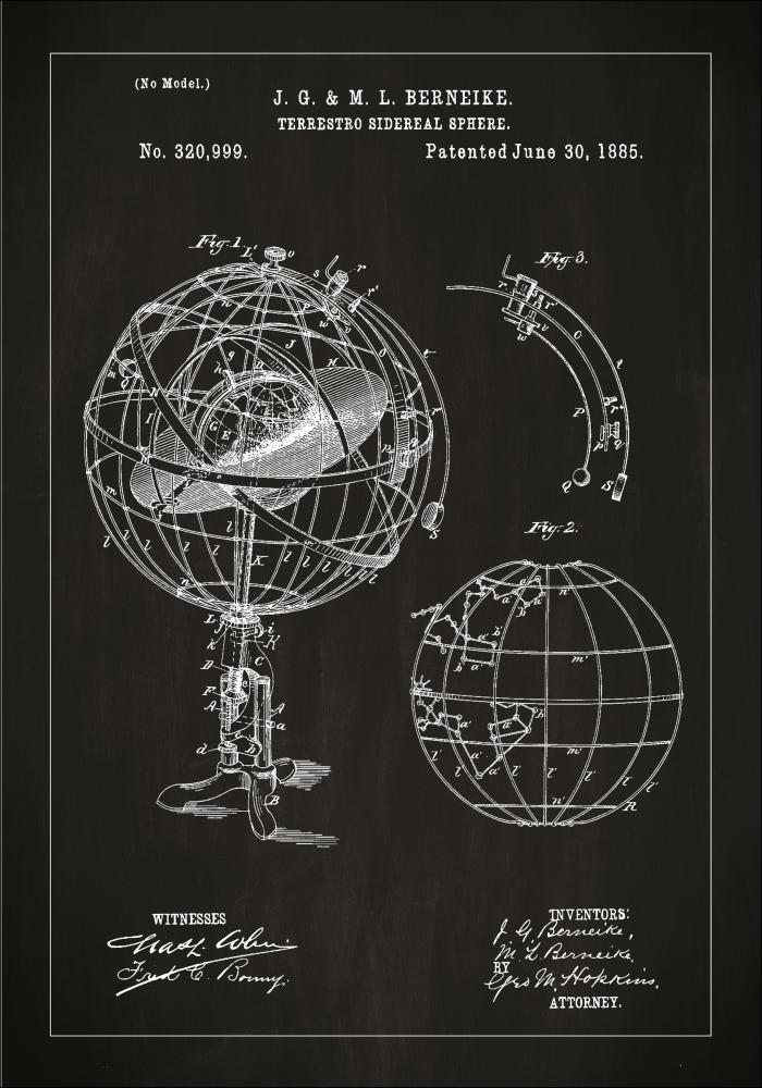 Patentni crtež - Astronomski model - Crno Plakat