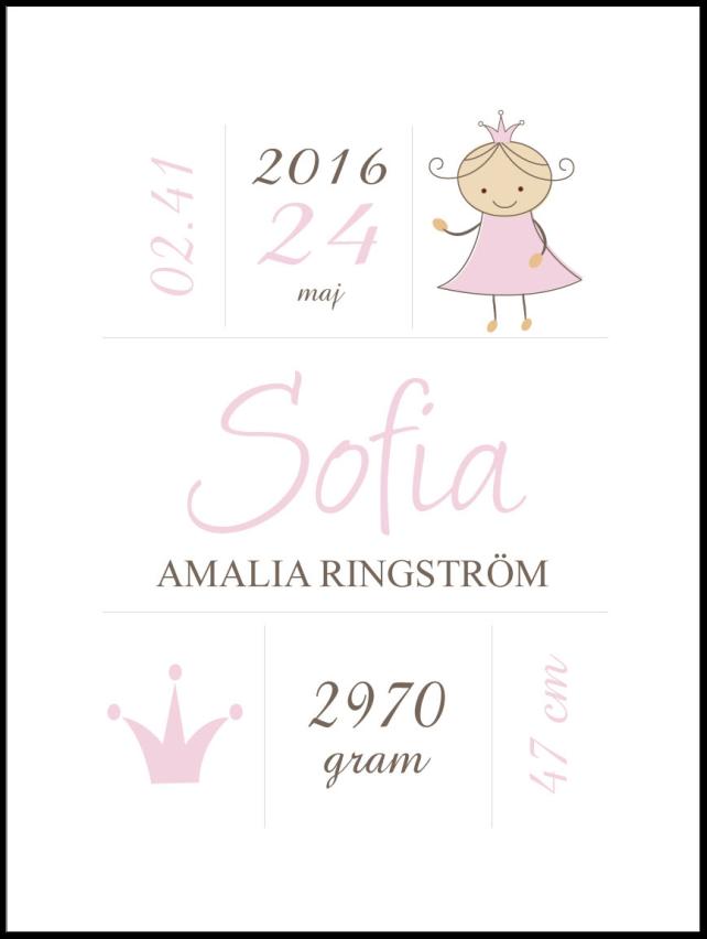 Princess Birth Plakat Pink