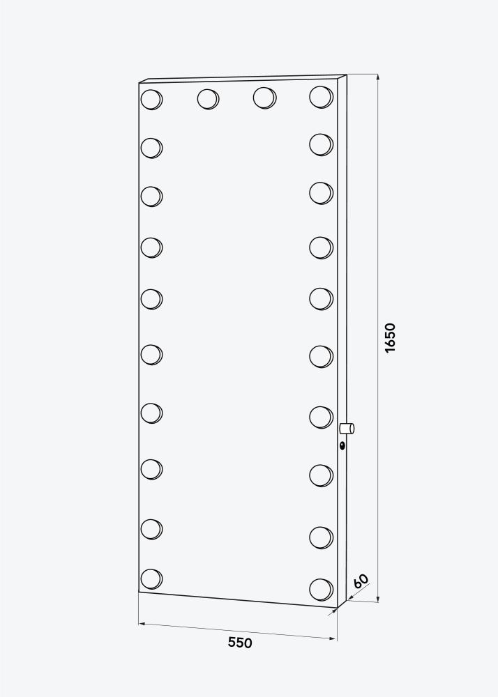 KAILA Ogledalo tall LED Crno 55x165 cm