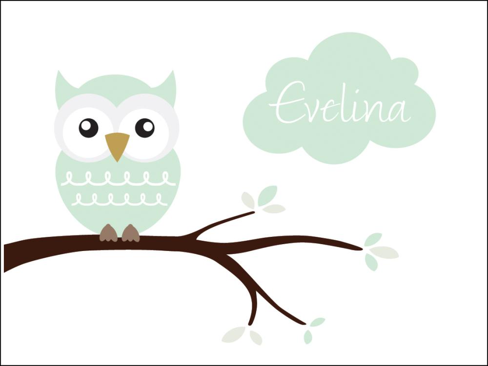 Owl Name Plakat Light Green