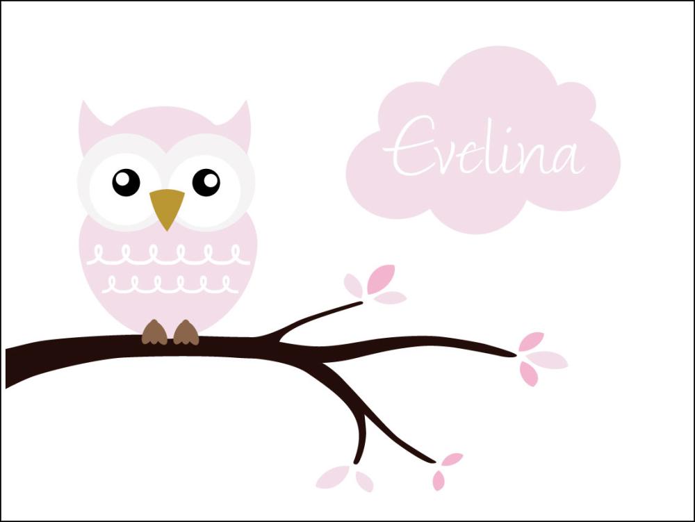 Owl Name Plakat Pink