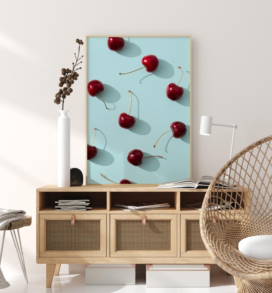 Cherries On Turquoise Plakat