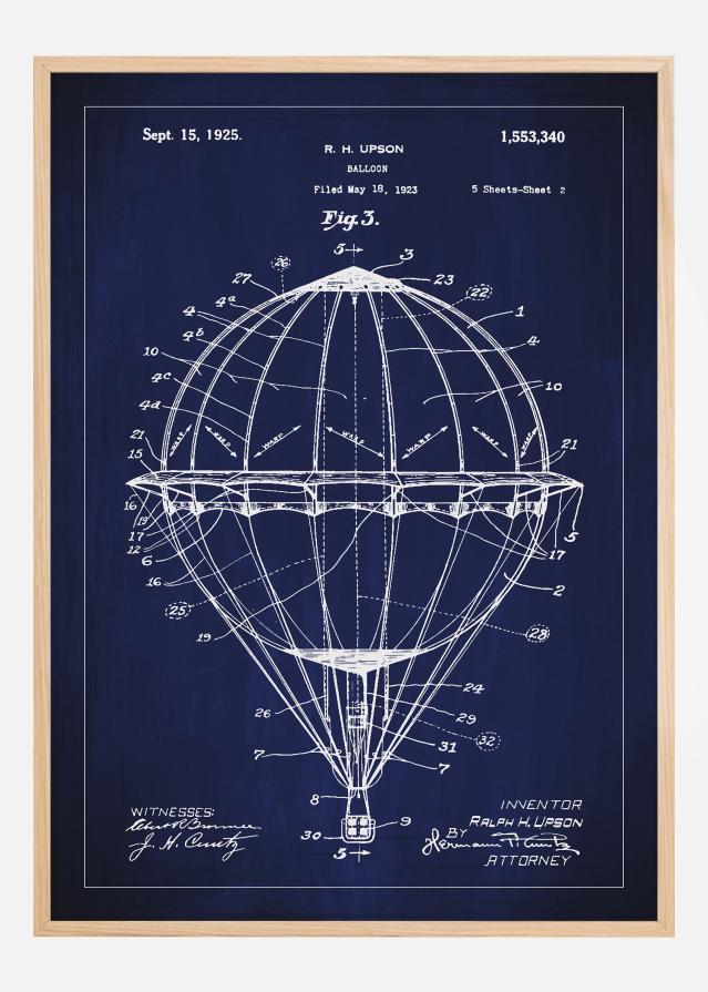 Patentni crtež - Zračni balon - Plava Plakat