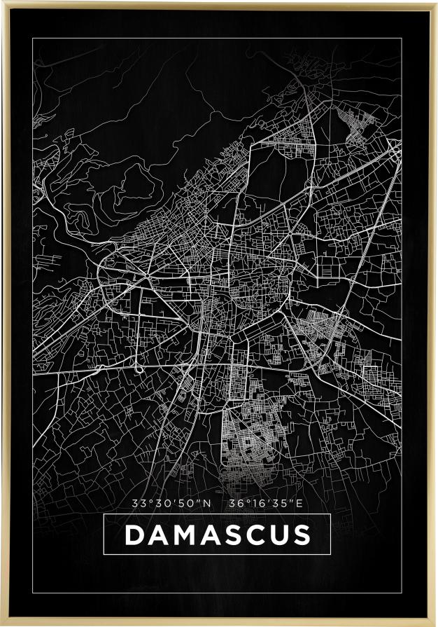 Karta - Damascus - Crno Plakat