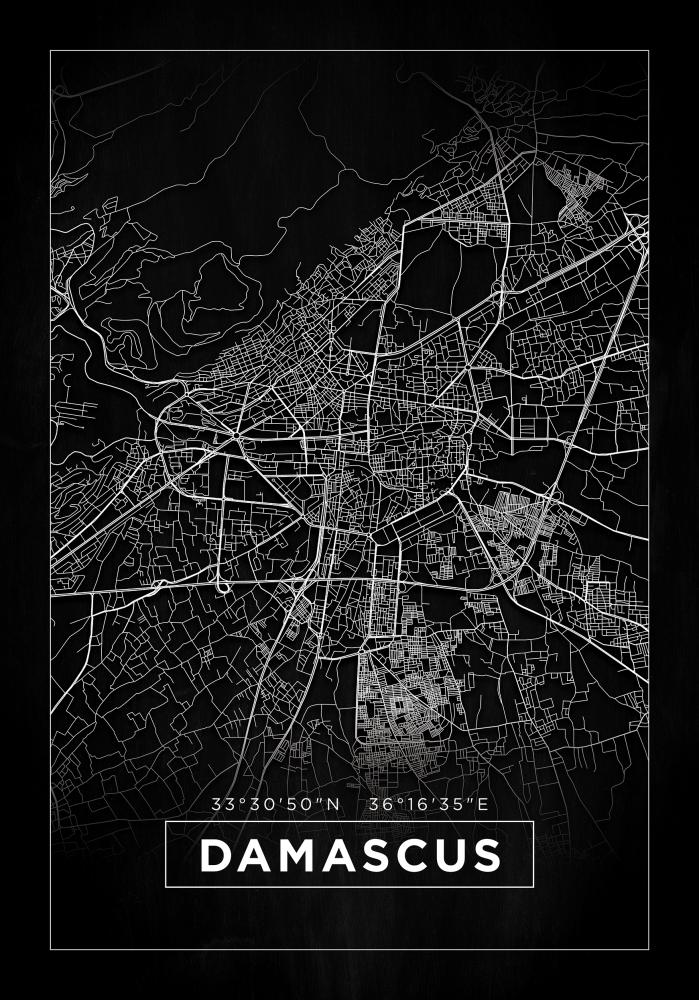 Karta - Damascus - Crno Plakat