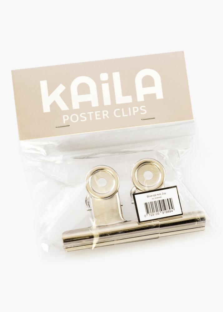 KAILA Plakat Clip Srebro 65 mm - 2-kom