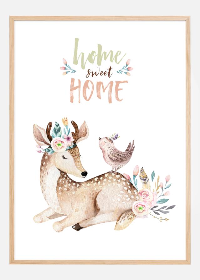 Deer with flowers Plakat