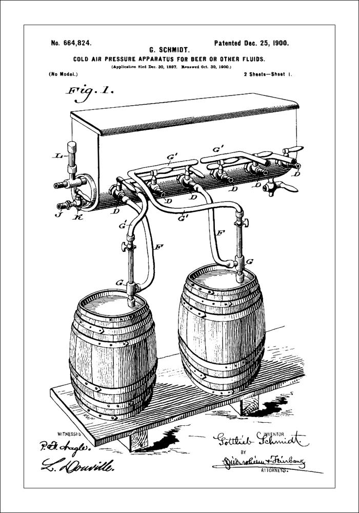 Patent Print - Beer Kegs - White Plakat