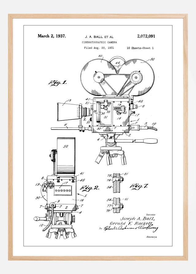 Patent Print - Cinematic Camera - White Plakat