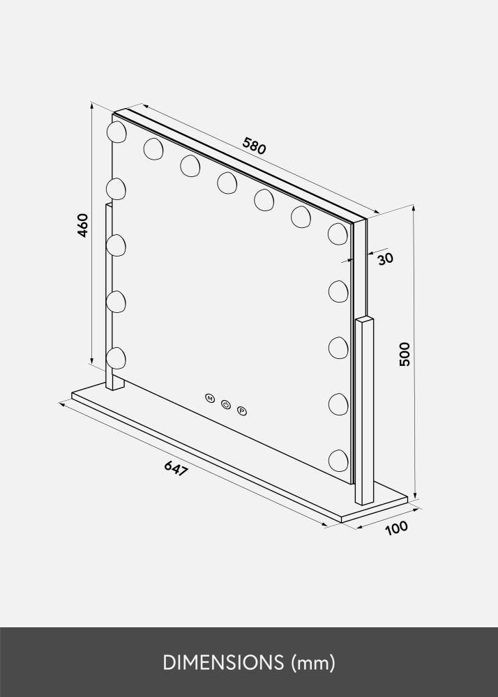 KAILA Kozmetičko ogledalo Soft Corner LED Srebro 65x50 cm