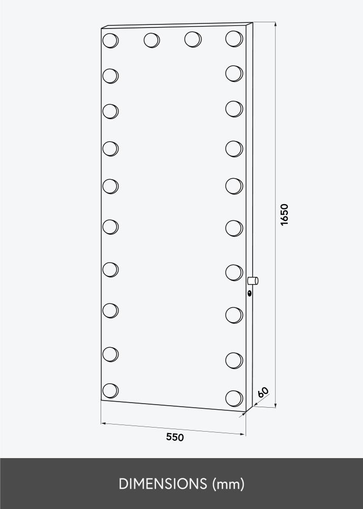 KAILA Ogledalo tall LED Crno 55x165 cm