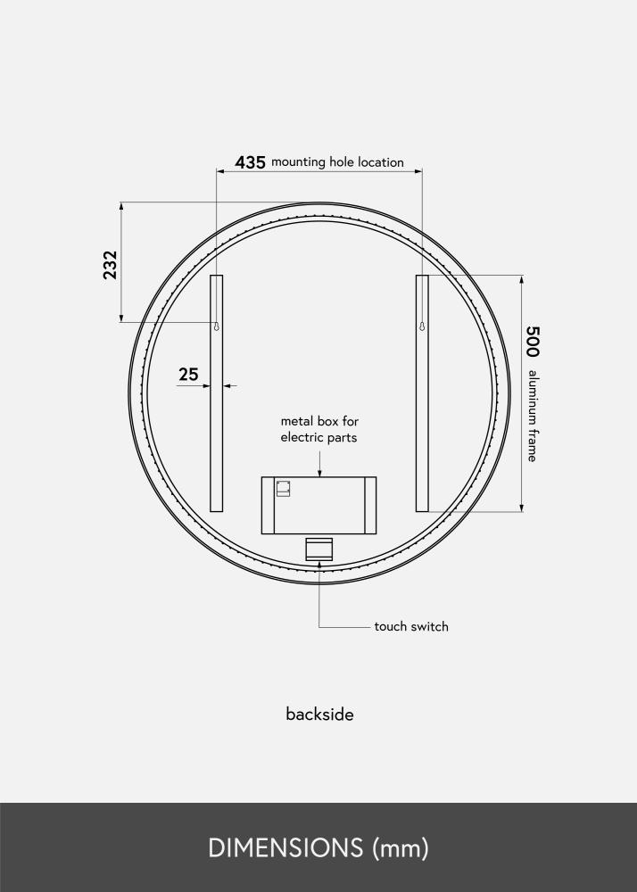 KAILA Ogledalo Circle LED Crno 80 cm Ø