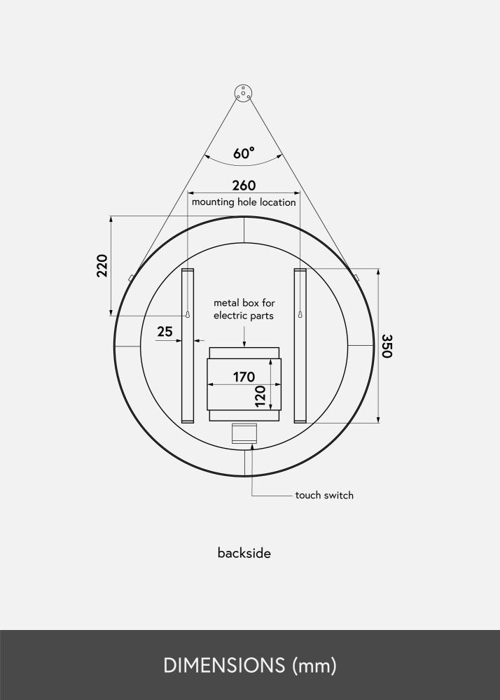 KAILA Ogledalo Belt LED Zlato 60 cm Ø