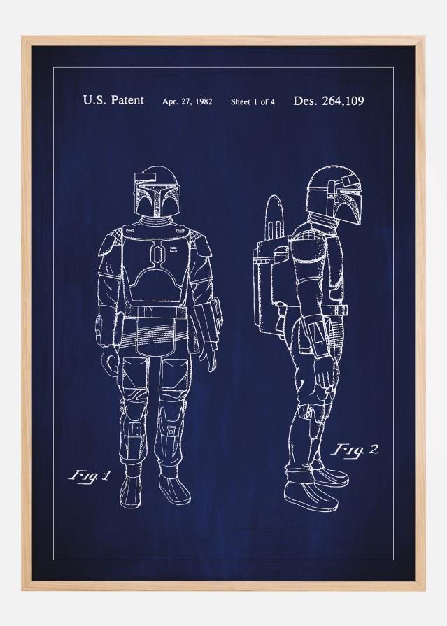 Patentni crtež - Star Wars - Boba Fett - Plava Plakat