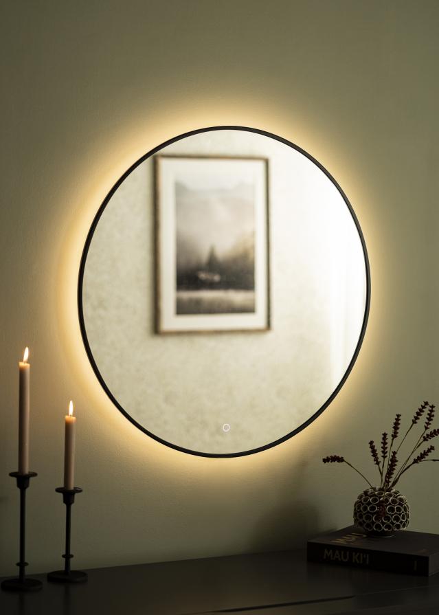 KAILA Ogledalo Circle LED Crno 80 cm Ø