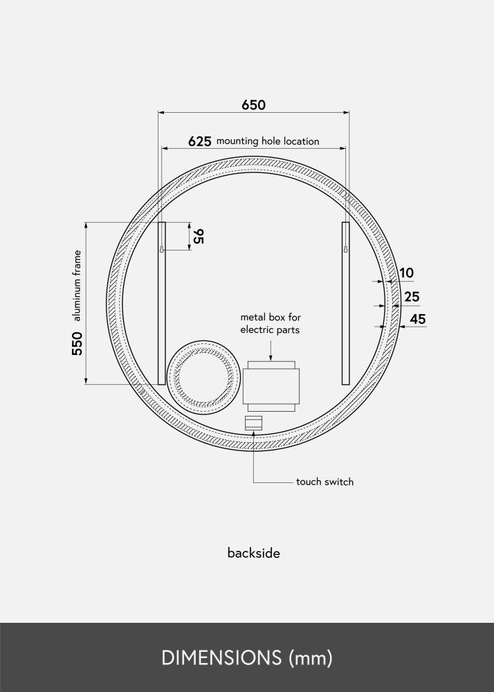 KAILA Ogledalo Circular Magnifying LED 100 cm Ø