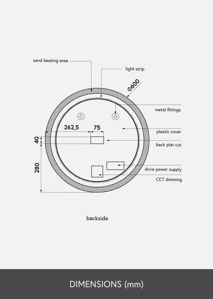 KAILA Ogledalo Circular LED 60 cm Ø