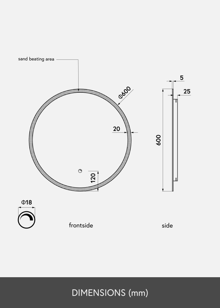 KAILA Ogledalo Frost LED 60 cm Ø