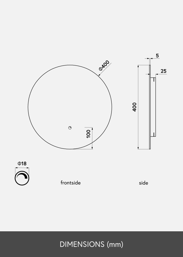 KAILA Ogledalo LED 40 cm Ø