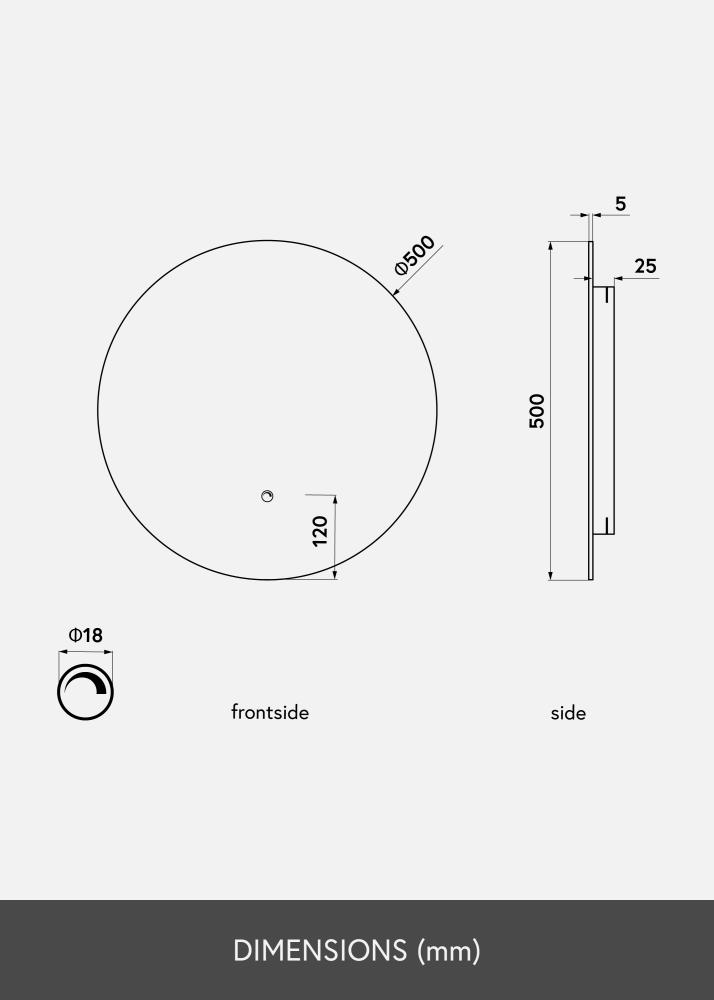 KAILA Ogledalo LED 50 cm Ø