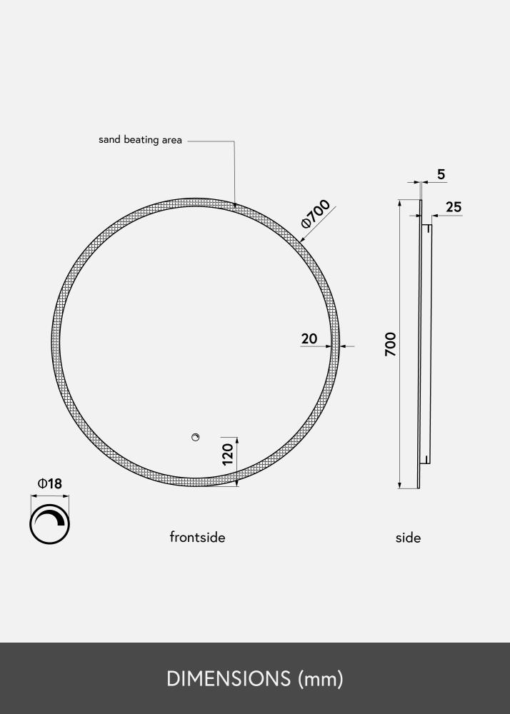 KAILA Ogledalo Frost LED 70 cm Ø