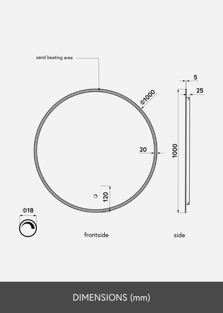 KAILA Ogledalo Frost LED 100 cm Ø