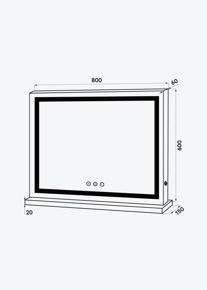 KAILA Kozmetičko ogledalo Base Horisontal LED Bijelo 80x60 cm