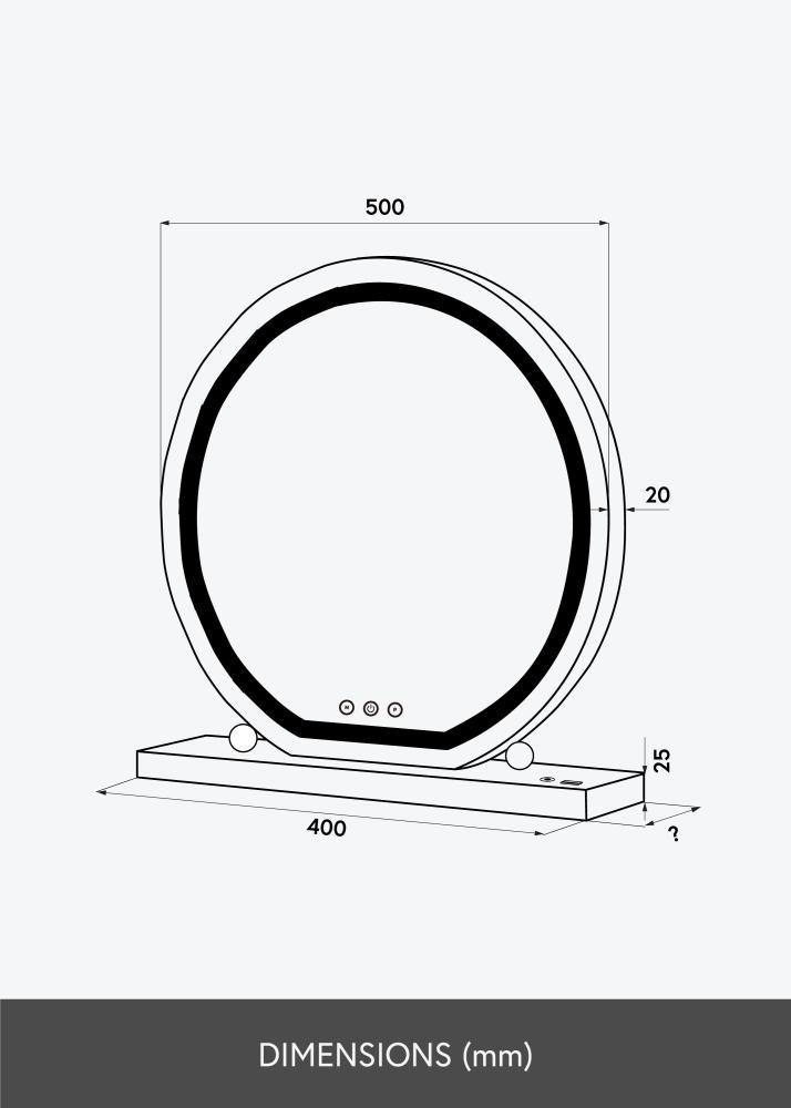 KAILA Kozmetičko ogledalo Round LED Bijelo 50 cm Ø