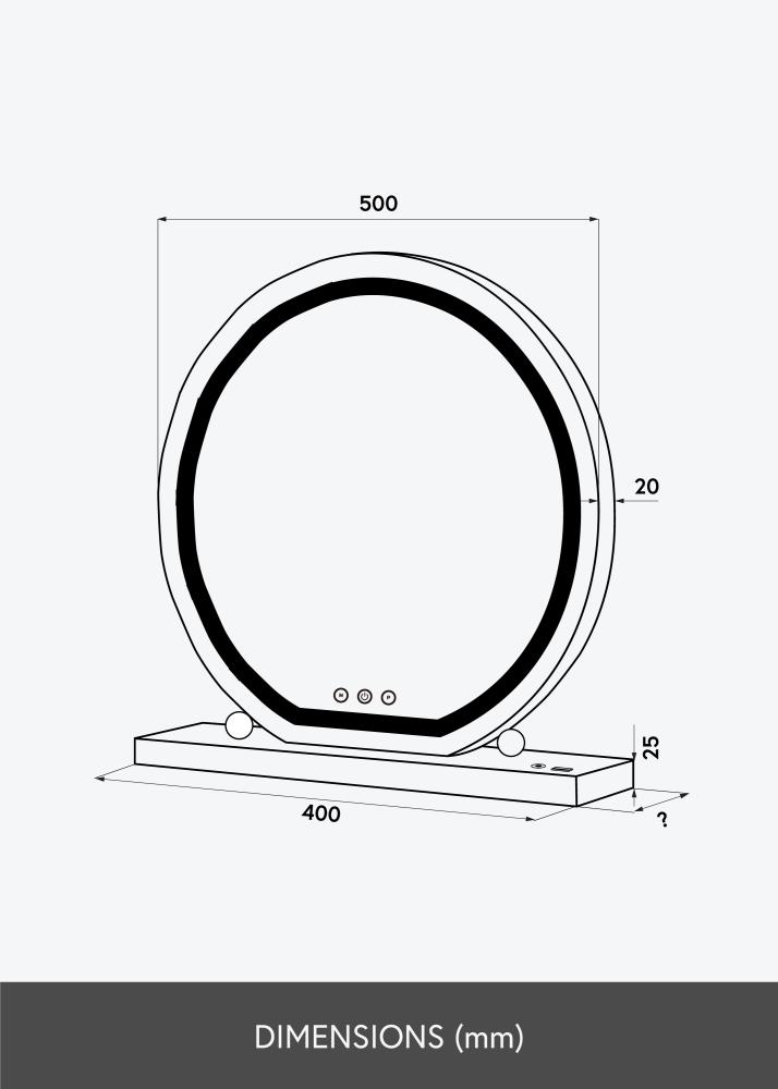 KAILA Kozmetičko ogledalo Round LED Crno 50 cm Ø