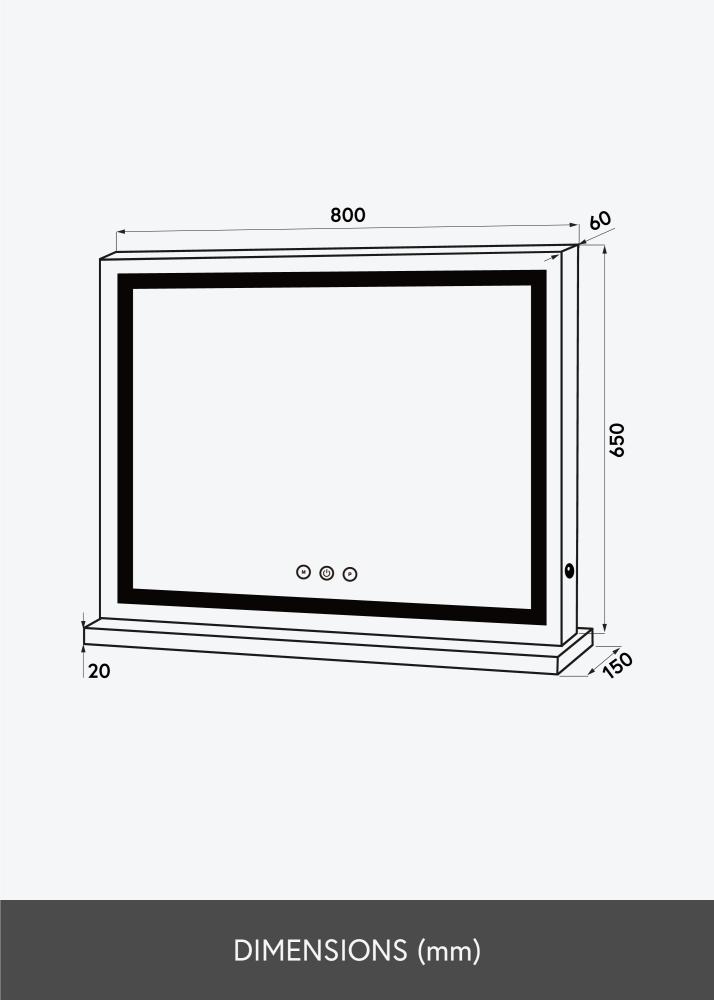 KAILA Kozmetičko ogledalo Vanity LED Bijelo 80x65 cm