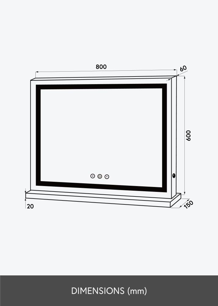 KAILA Kozmetičko ogledalo Base Horisontal LED Bijelo 80x60 cm