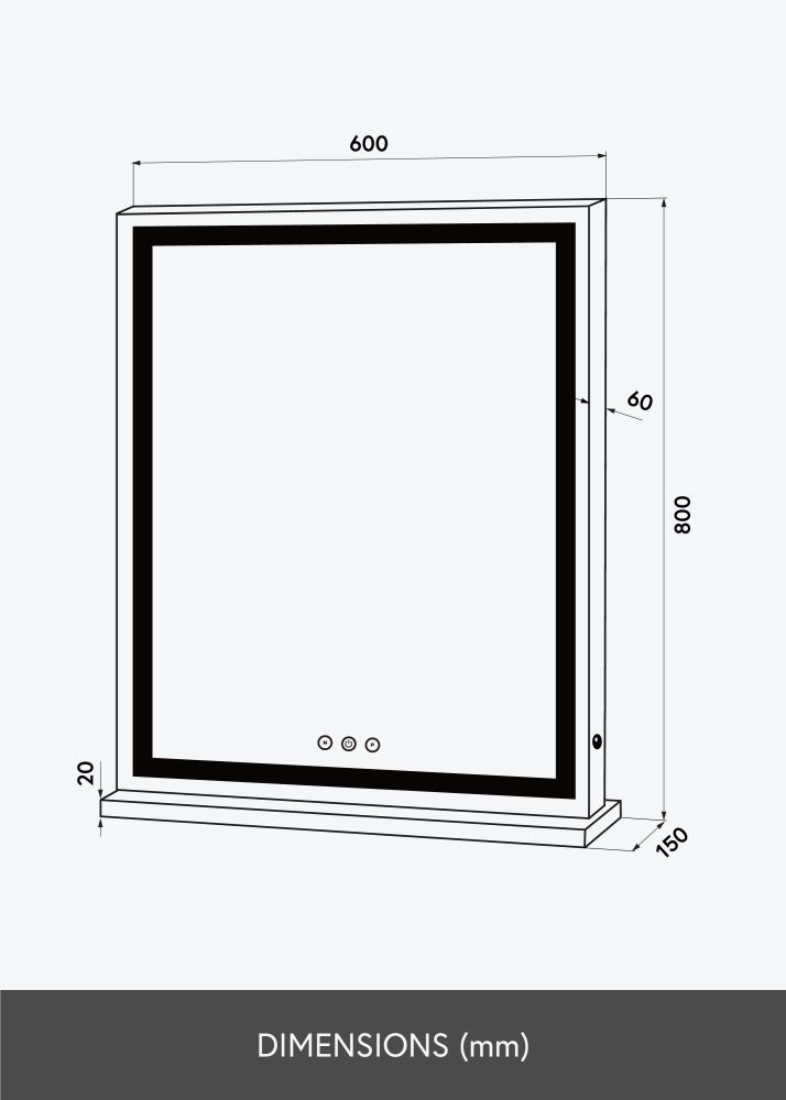 KAILA Kozmetičko ogledalo Base Vertical LED Bijelo 80x60 cm