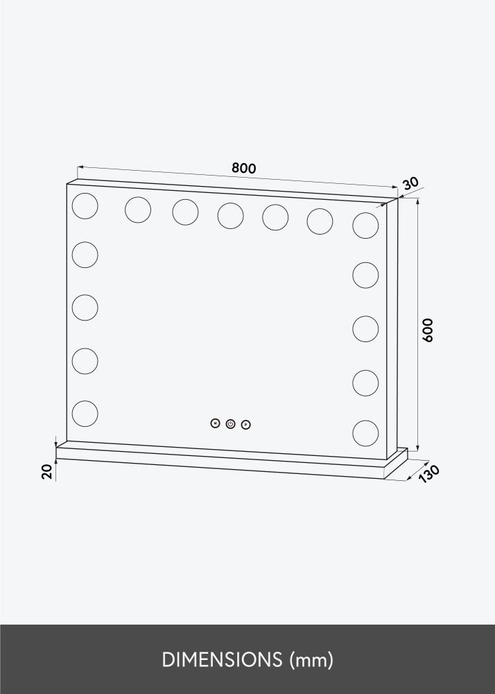 KAILA Kozmetičko ogledalo Vanity LED 15 Bijelo 80x60 cm