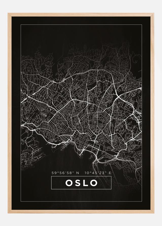 Karta - Oslo - Crno Plakat