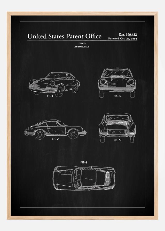 Patent Print - Porsche 911 Carrera - Black Plakat