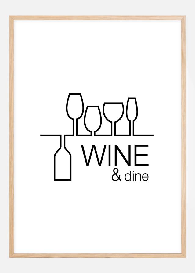 Wine & dine - Bijelo s crnim printom Plakat