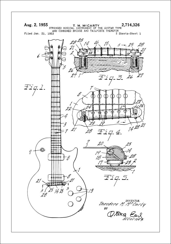 Patentni crtež - Električna gitara u Plakat