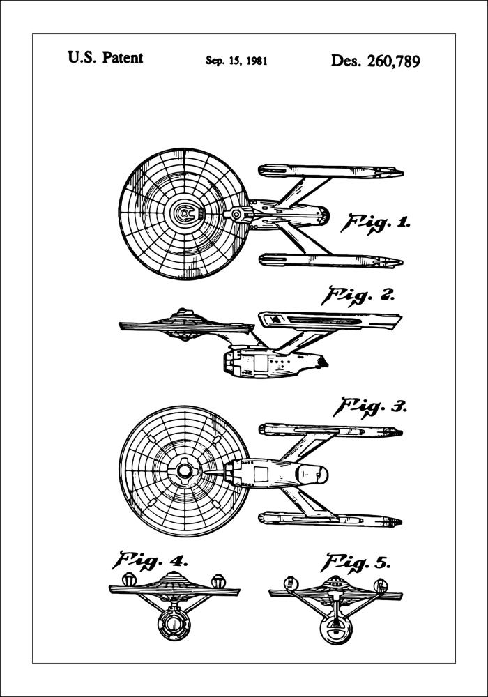 Patentni crtež - Star Trek - USS Enterprise Plakat