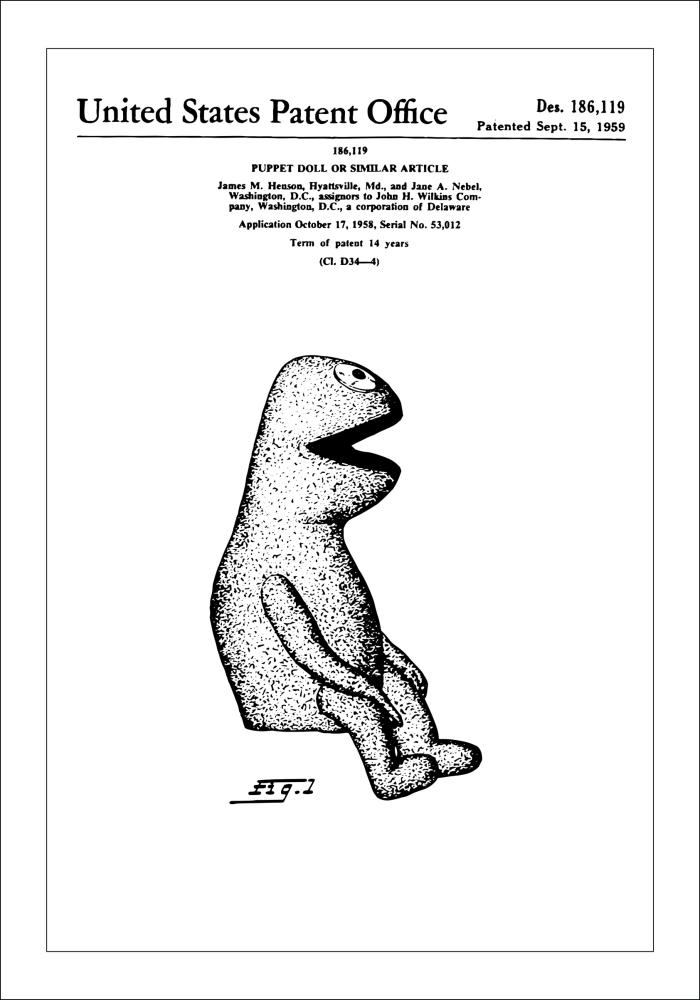 Patentni crtež - lutke iz Muppet Showa - Kermit u Plakat