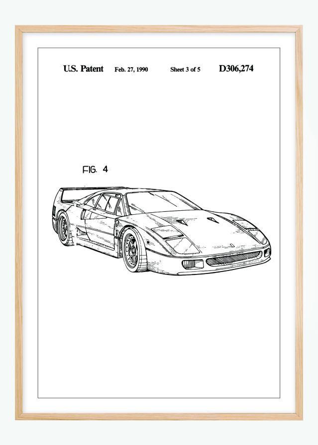 Patentni crtež - Ferrari F40 II Plakat