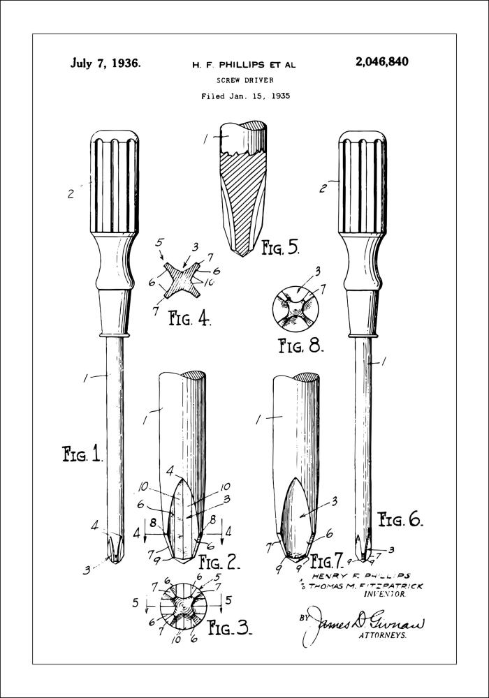 Patentni crtež - Odvijač Plakat