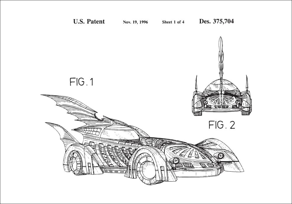 Patentni crtež - Batman - Batmobile 1996 u Plakat